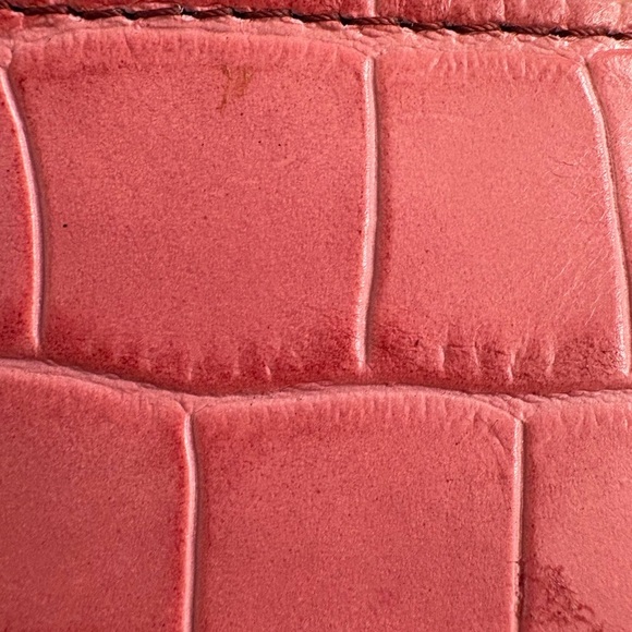 J. Crew Mini Leather Signet Camera Bag in Pink Yellow Brown Embossed Croc - Picture 9 of 16